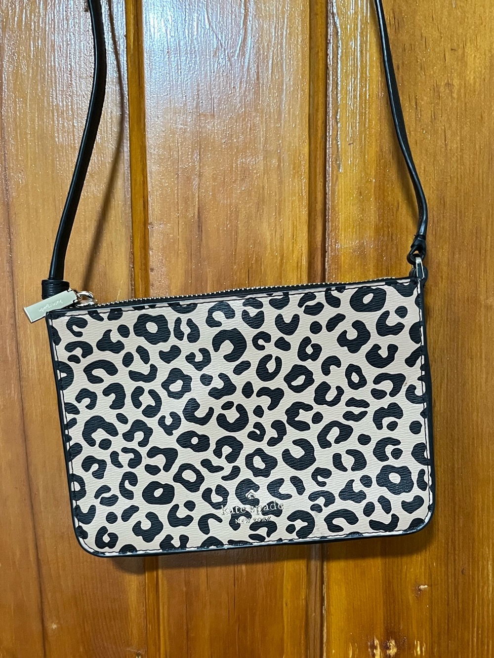 Kate Spade Darcy Leopard Print Crossbody Bag Beige and Black